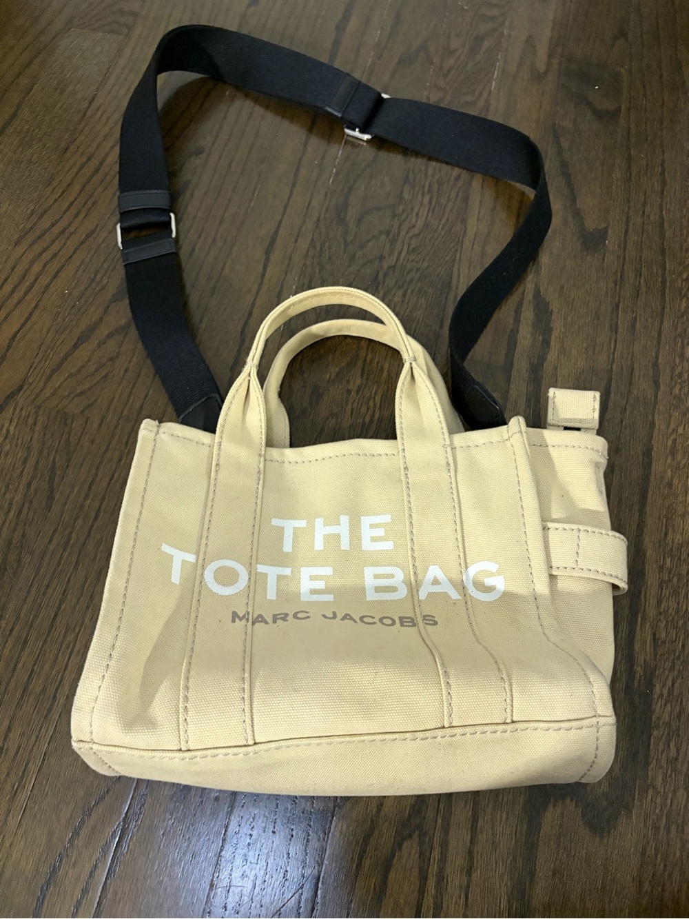 Marc Jacobs Beige Canvas Tote with Black Strap